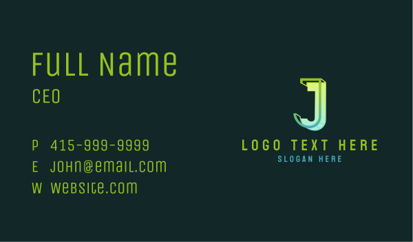 Digital Modern Letter J Business Card Design Image Preview