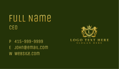 Royalty Crown Shield Lion Business Card Image Preview