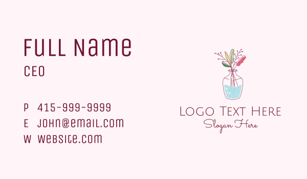 Watercolor Flower Vase Business Card Design Image Preview