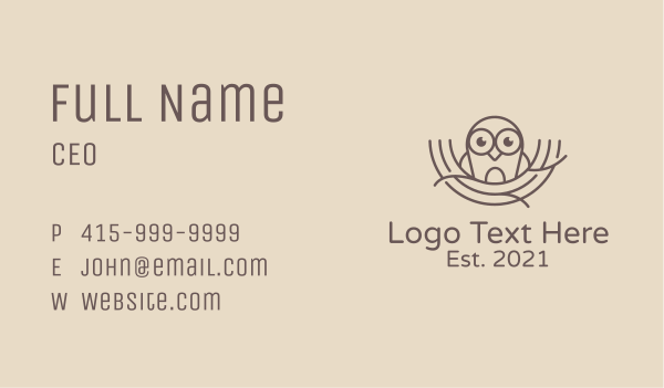 Cute Owl Nest  Business Card Design Image Preview