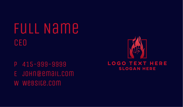 Fiery Punch Fist Business Card Design Image Preview