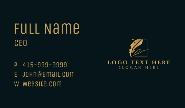 Feather Quill Signature Business Card Design Image Preview