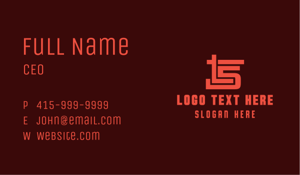 Red Number 5 Stroke Business Card Design Image Preview