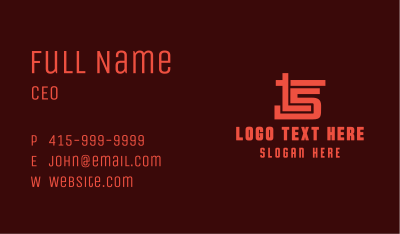 Red Number 5 Stroke Business Card Image Preview