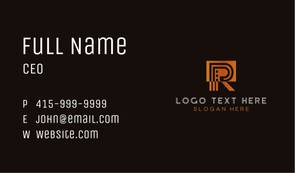 Industrial Contractor Letter R Business Card Design