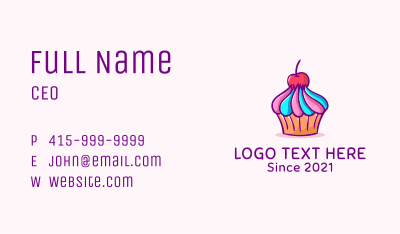 Sweet Cherry Cupcake Business Card Image Preview