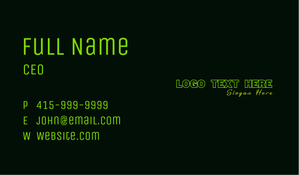 Green Neon Wordmark Business Card Design Image Preview