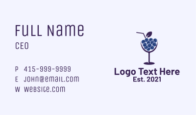 Blueberry Cocktail Drink  Business Card Image Preview