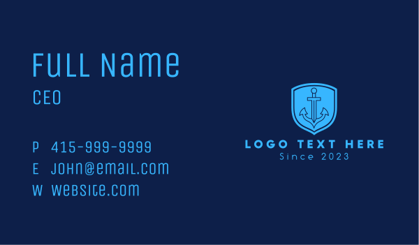 Blue Anchor Emblem  Business Card Design Image Preview