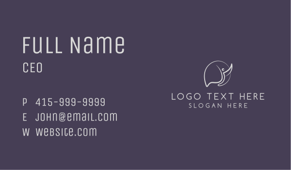 Gray Minimalist Elephant  Business Card Design Image Preview