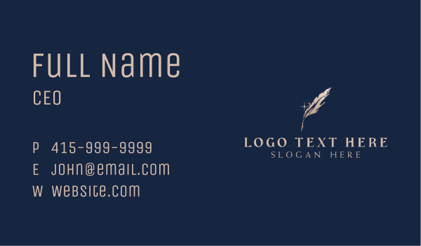 Luxurious Feather Writer Business Card Design Image Preview