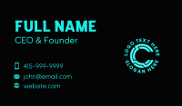 Neon Technology Letter C  Business Card Preview