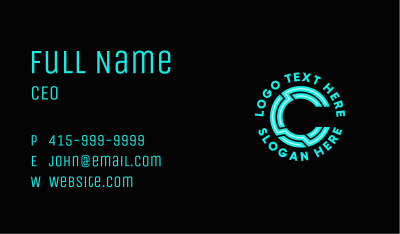 Neon Technology Letter C  Business Card Image Preview