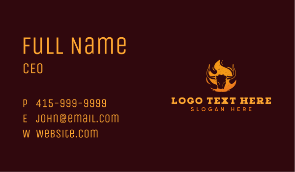 Flame Buffalo Steakhouse Business Card Design Image Preview