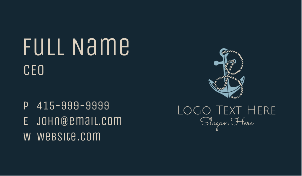 Anchor Rope Letter I Business Card Design