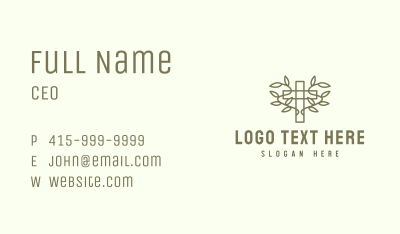 Vine Wreath Cross Business Card Image Preview