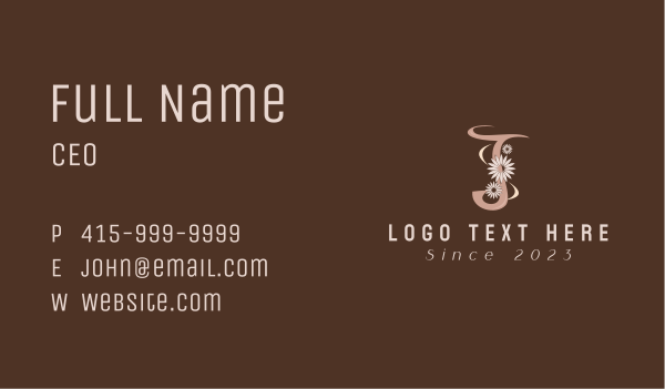 Floral Letter J Business Card Design Image Preview