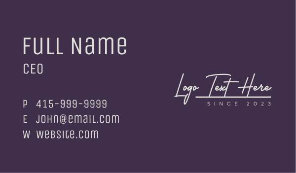 Fashion Script Business Wordmark Business Card Design Image Preview