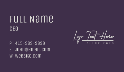 Fashion Script Business Wordmark Business Card Image Preview