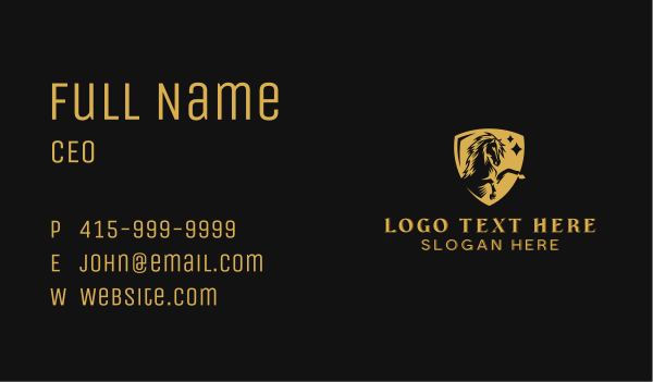 Gold Horse Shield Business Card Design Image Preview
