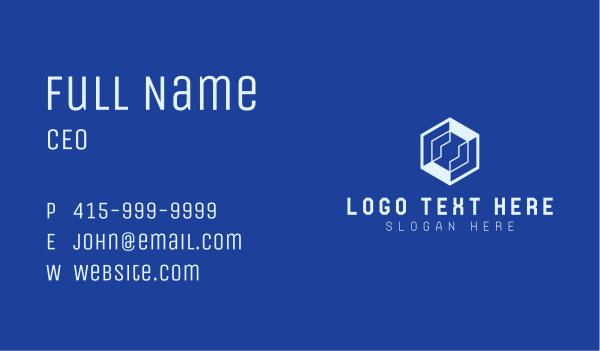 Tech Blue Hexagon Business Card Design Image Preview