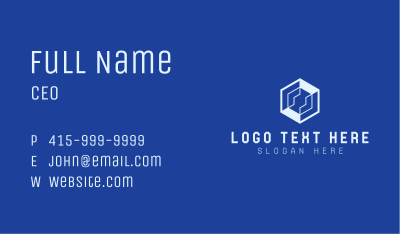 Tech Blue Hexagon Business Card Image Preview