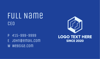 Tech Blue Hexagon Business Card