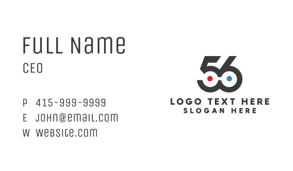 Modern Number 56  Business Card Design Image Preview
