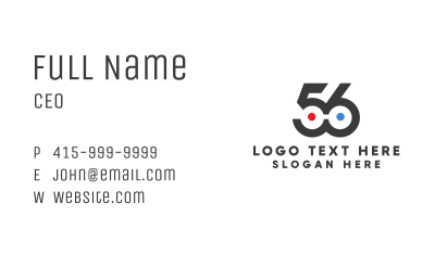 Modern Number 56  Business Card Image Preview
