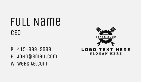 Wrench Cog Piston Business Card Design Image Preview