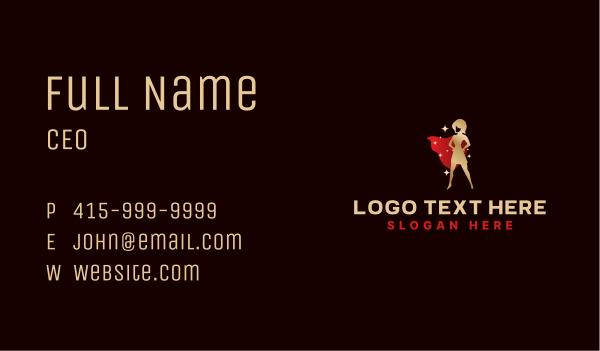 Superhero Lady Cape Business Card Design Image Preview