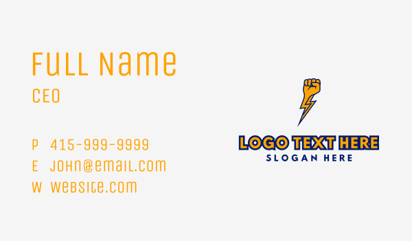 Electric Bolt Fist Business Card Design Image Preview