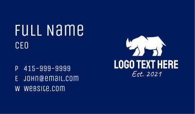 White Rhino Silhouette  Business Card Image Preview