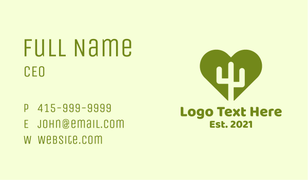  Nature Cactus Heart Business Card Design Image Preview