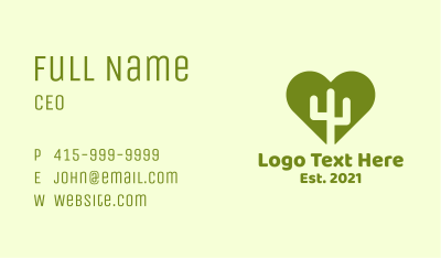  Nature Cactus Heart Business Card Image Preview