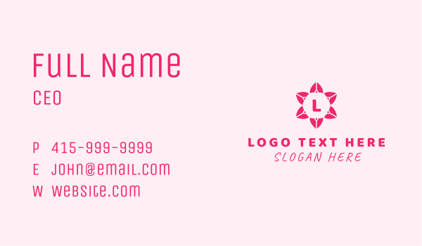 Pink Flower Letter Business Card Design Image Preview