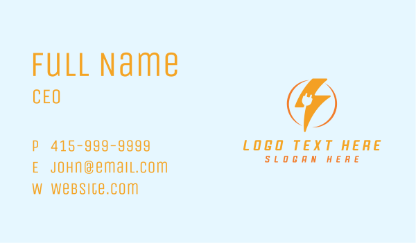 Lightning Plug Electric Charge Business Card Design Image Preview