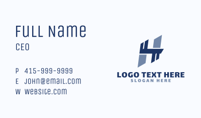 Blue Business Letter H Business Card Image Preview