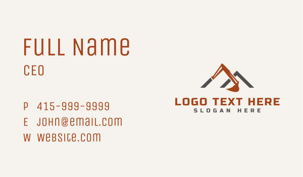 Backhoe Construction Quarry  Business Card Design Image Preview