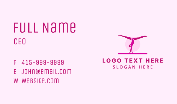 Pink Gymnast Balance Business Card Design Image Preview