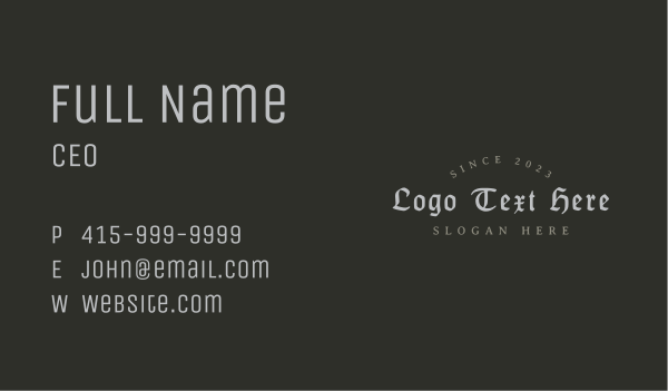 Gothic Bar Wordmark Business Card Design Image Preview