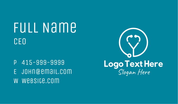 White Heart Stethoscope  Business Card Design Image Preview