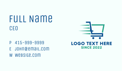 Fast Supermarket Cart Business Card Image Preview