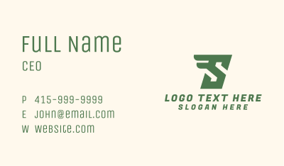 Speedy Winged Letter S Business Card Image Preview