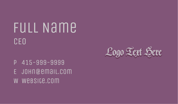 Vintage Gothic Wordmark Business Card Design Image Preview