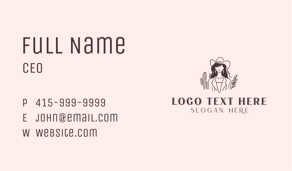 Cowgirl Woman Fashion Business Card Design Image Preview