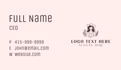 Cowgirl Woman Fashion Business Card Image Preview