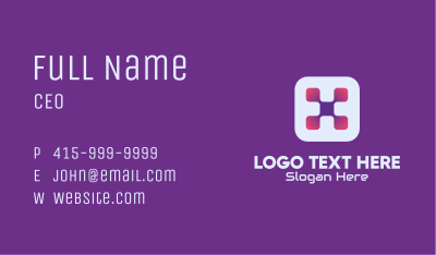 Letter X Application Business Card