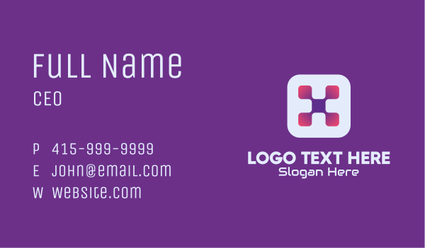 Letter X Application Business Card Design