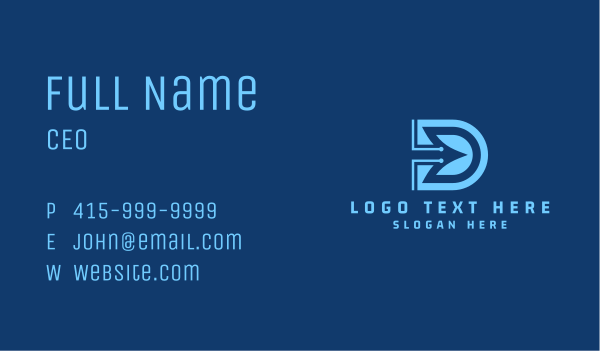 Cyber Circuit Letter D Business Card Design Image Preview
